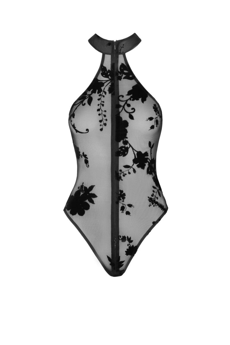 FAMADA NOIR | Wildflower Lace Halter Bodysuit