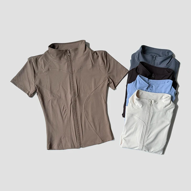 Famada Sculpt Zip-Front Yoga Top
