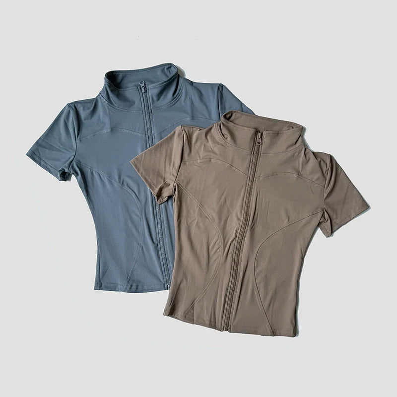 Famada Sculpt Zip-Front Yoga Top